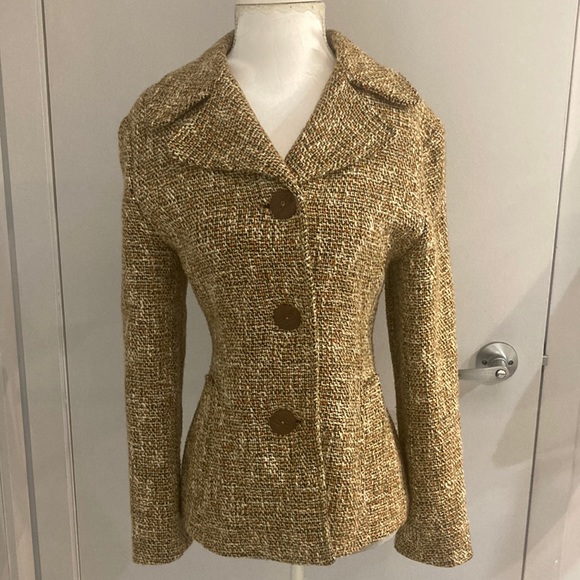 Sandro Jackets & Blazers - SANDRO Vibrage tweed blazer Brown orange green Size 40 (Large)